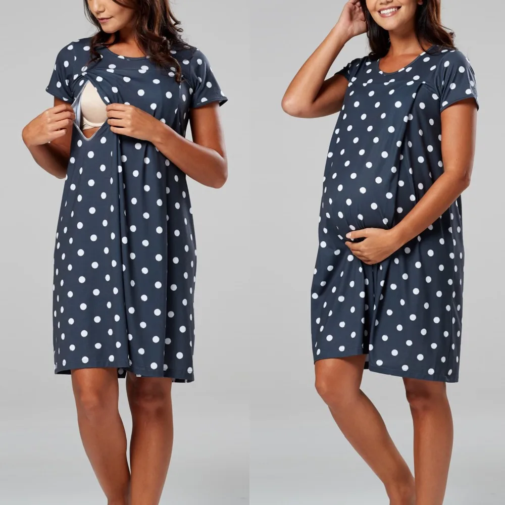 Maternity Breastfeeding Nursing Short-Sleeve Nightgown