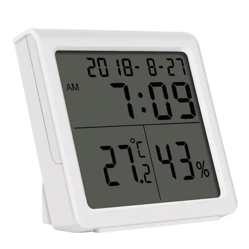 Многофункциональный Термометр-Гигрометр, автоматические электронные приборы для измерения температуры и влажности, часы с большим ЖК-экраном