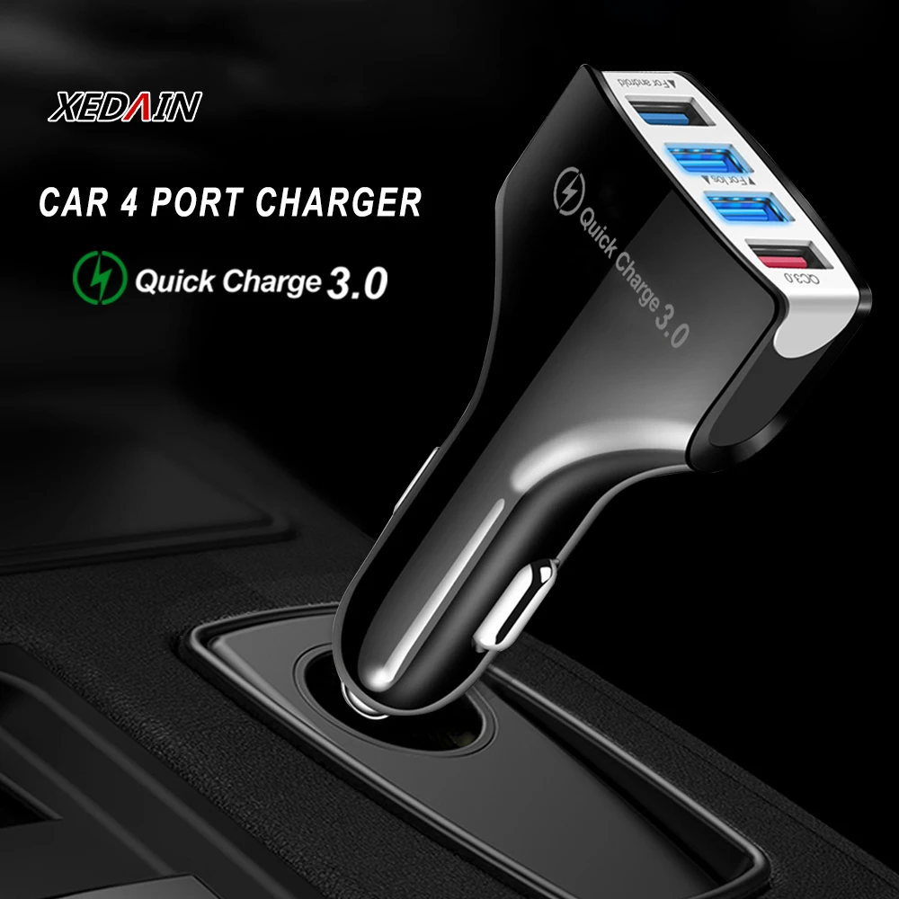 Высококачественное Автомобильное зарядное устройство с 4 USB портами QC3.0 для iPhone