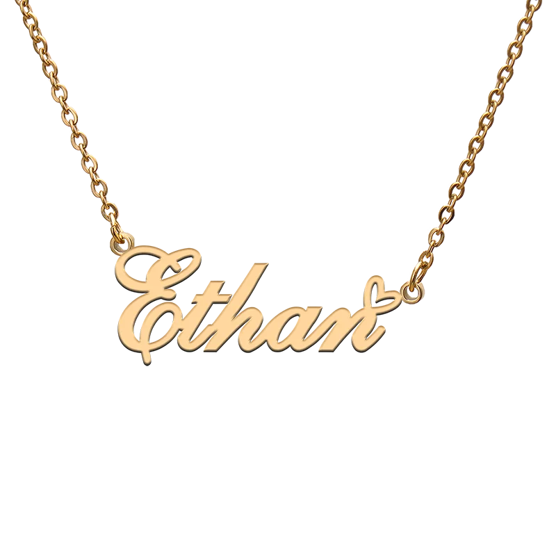 

God with Love Heart Personalized Character Necklace with Name Ethan for Best Friend Jewelry Gift