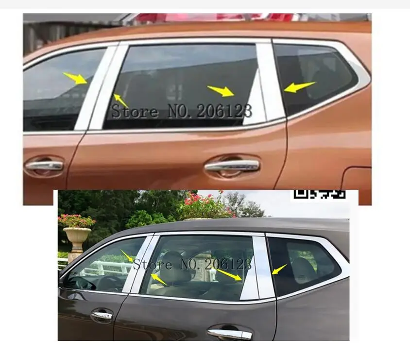 8 шт. хромированные столбы для окон Nissan Rogue x Trail t32 2014 2015 2016 2017 2018 2019|Хромирование| |