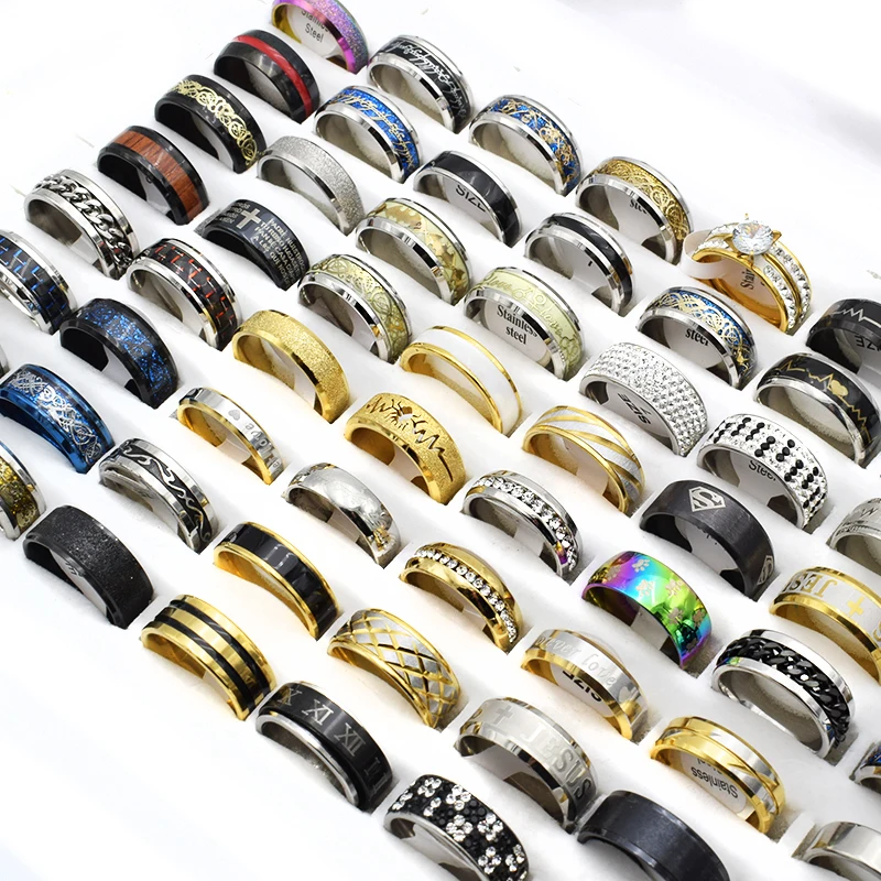 20 Pieces Mix Stainless Steel Ring Jewelry Dragon Heart Statement Wedding Rings for Women Men Gift