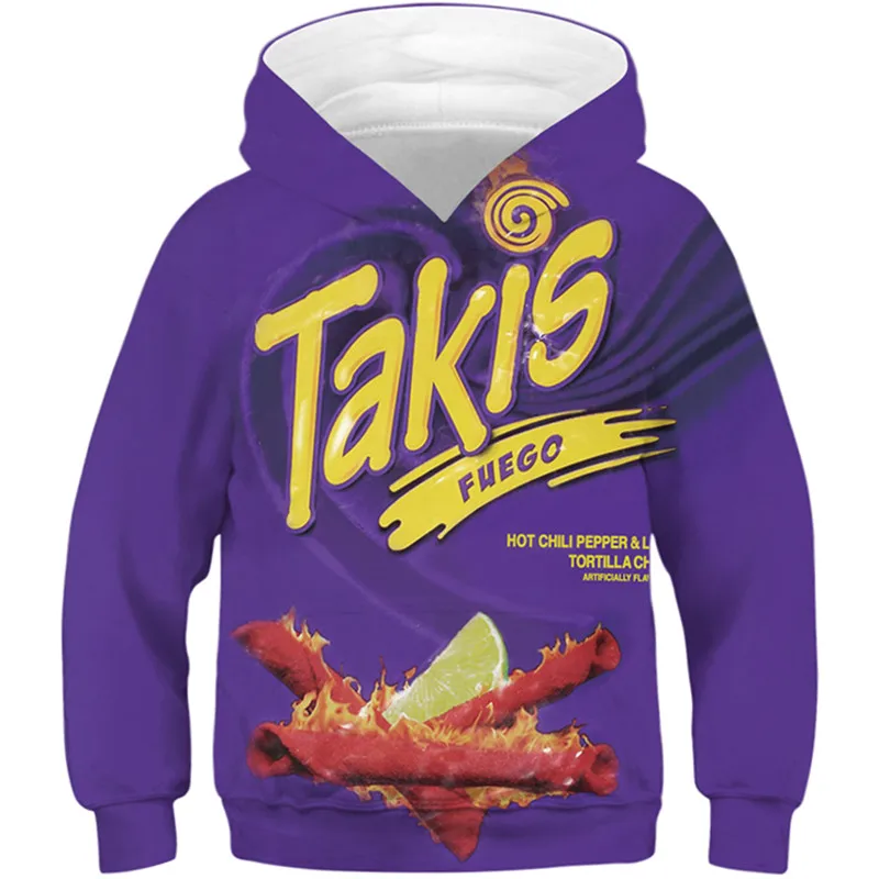 2023 Inverno Bambini 3D Felpe Ragazzi Ragazze Zia Jemima Takis Divertente Cibo Stampa Felpe Con Cappuccio Bambini Moda Pullover Top