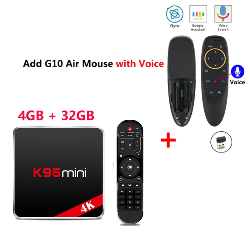 K96 Мини android 9,0 smart tv box RK3318 Четырехъядерный 4 ГБ 32 ГБ телеприставка 2,4G 5G Wifi 4K Youtube Netflix медиаплеер vs X96 mini - Цвет: 4GB32GB add g10s