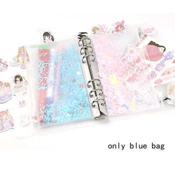 

Blue PVC Transparent File Notebook Plannner Binder Folder Holder Zipper Index Divider Bag Kawaii Stationery Office Supplies