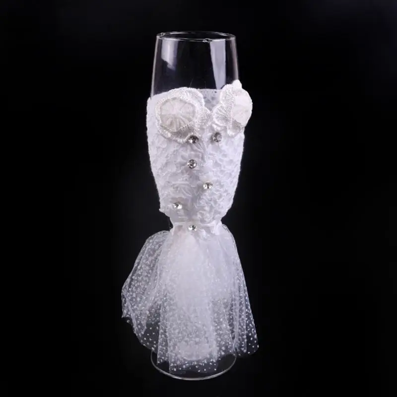 2 шт. набор свадебных стеклянных креативных черно-белых платьев с кристаллами для свадебного шампанского