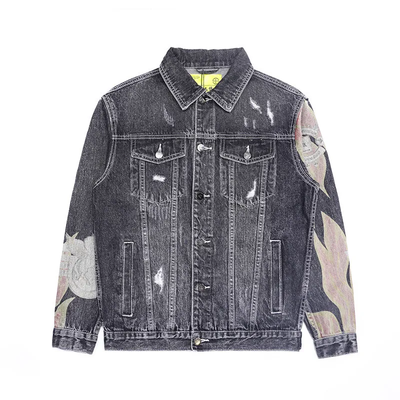 MORUANCLE Для мужчин марка NEW Fashion Hi Street Винтаж рваные джинсовые куртки с вышивкой модная рваная уличная одежда джинсовая куртка Верхняя одежда для детей