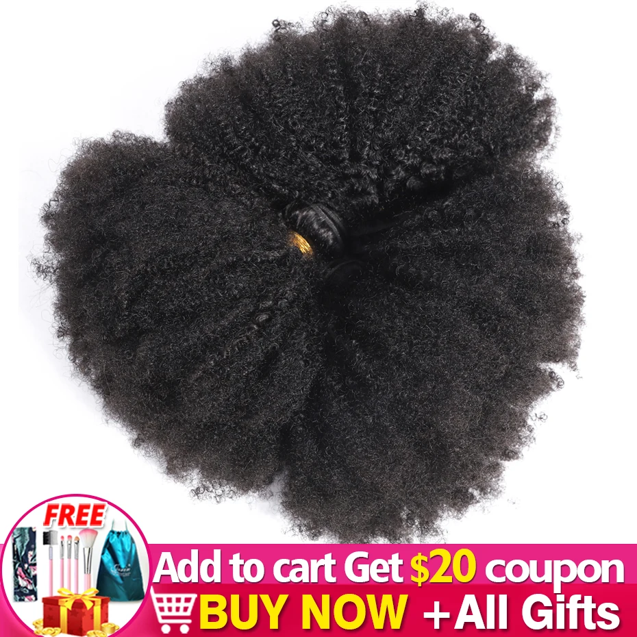 Mejor precio Extensión de pelo rizado Afro para mujeres negras, cabello humano Remy de 8-20 pulgadas, Color Natural, Janin, gran oferta GR6JewOBBpV