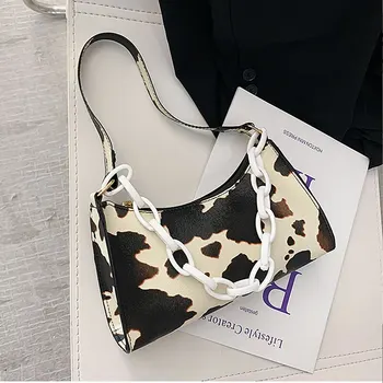 

Fashion Cow Milk Print Women Handbag Female Casual Underarm Shoulder Bags Popular Simple Female Daily Bag