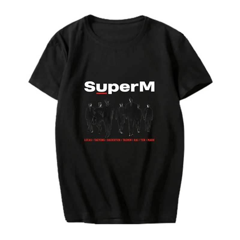K-pop SuperM BAEKHYUN KAI Taeyong Taemin Mark Lucas Ten футболки с короткими рукавами Kpop SuperM Летние повседневные футболки для фанатов