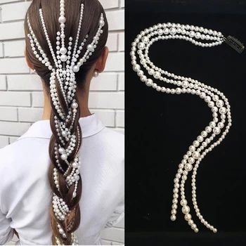 

Metal Girls Clip Pearl Jewelry Wedding Bohemian Hair Extension Chain Punk