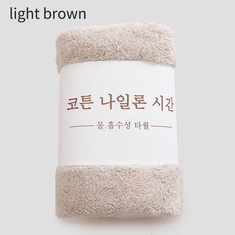 light brown Уплотненное Впитывающее быстросохнущее полотенце 35*75 см, аксессуары для ванной комнаты, коралловый бархат, одноцветное мягкое полотенце для лица - Цвет: light brown