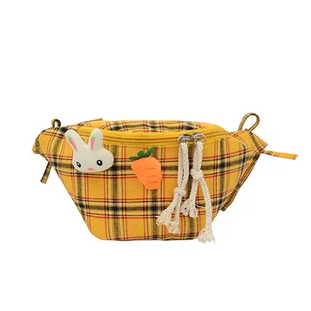 

Waist Plaid Pack Leather Fashion Waist Belt Shoulder Bag 2020 New Cartoon casual three-dimensional decorative bag