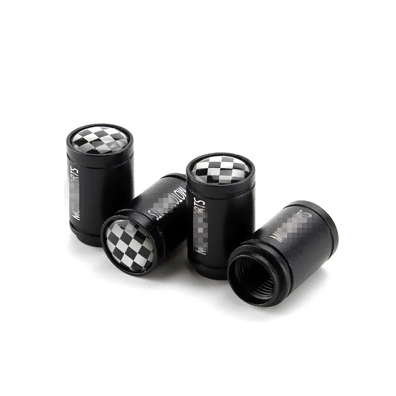 4Pcs/Set Universal Aluminum Car Valve Caps Black White Grid Wheel Caps Dustproof Rustproof Caps For Tire Motorcycle Car Parts