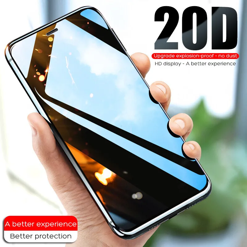 

20D Protective Glass on the For iPhone X XS Max XR Tempered Screen Protector Full Cover Curved Glass For iPhone 6 s 7 8 Plus XR