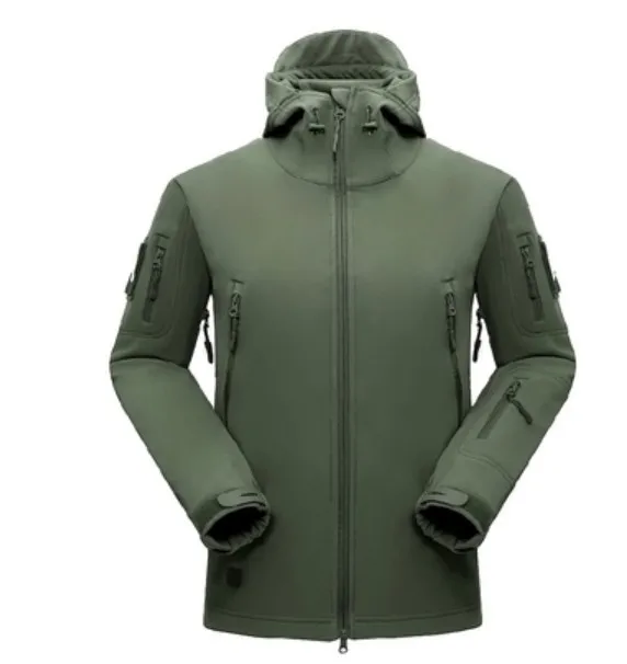 Green Военная тактическая куртка мужская ветровка куртки армейская камуфляжная куртка и пальто зимняя водонепроницаемая мягкая оболочка охотничья одежда - Цвет: Green