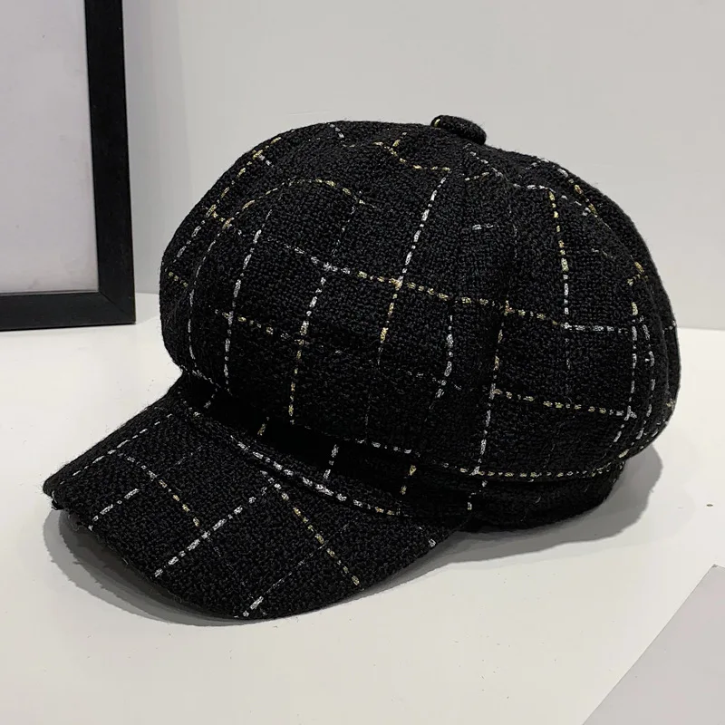 black Осенняя шапка берет Женская зимняя шапка Para French Hathat модная шапка мужские армейские кепки Boinas Para Mujer Sombrero Mujer - Цвет: black