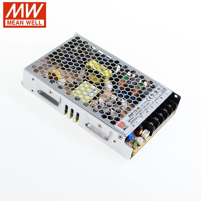 MEAN WELL RSP-75-48 импульсный источник питания 110 В/220 В переменного тока до 48 В постоянного тока 1.6A 75 Вт pfc Meanwell RSP-75 концевой трансформатор тока Замена SP-75-48