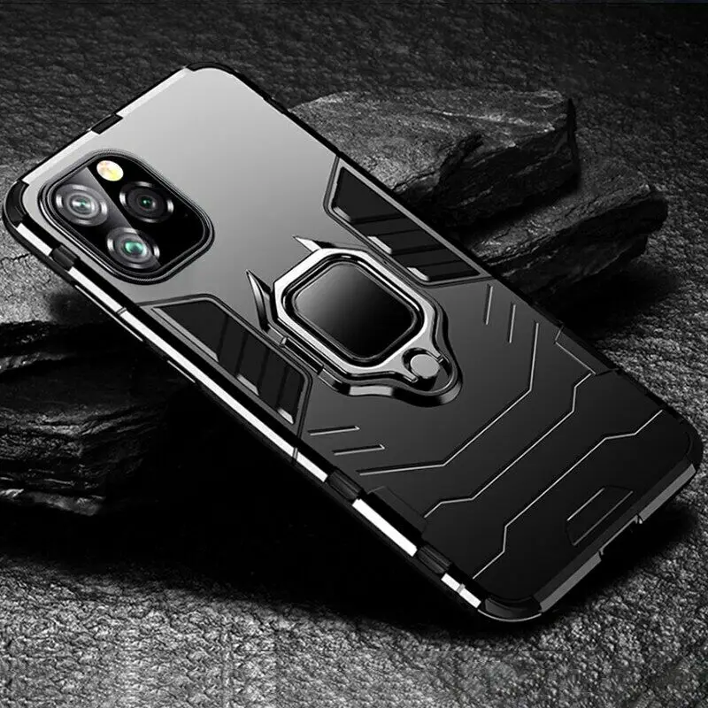Черный Чехол-подставка для телефона iPhone 11 Pro Max XS Max XR X, противоударный чехол-броня, задняя крышка для телефона, чехол для iPhone 11, 6, 6 S, 7, 8 Plus - Цвет: Черный