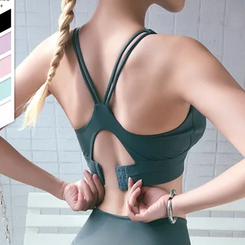 

New Women Fitness Sexy Sports Bra Solid Back Yoga Tank Top Push up Gym Shockproof Seamless Shirt Running Workout Fast Dry Vest