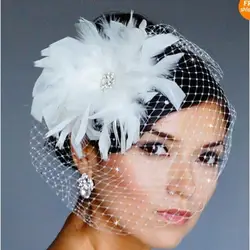 Bridal Veils Arrival Tulle Wedding With Hand Made Feather Flower Rhinestones Birdcage For Accessories