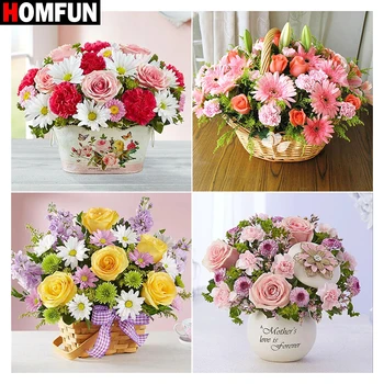 

HOMFUN Full Square/Round Drill 5D DIY Diamond Painting "Flower basket table" 3D Embroidery Cross Stitch 5D Home Decor Gift