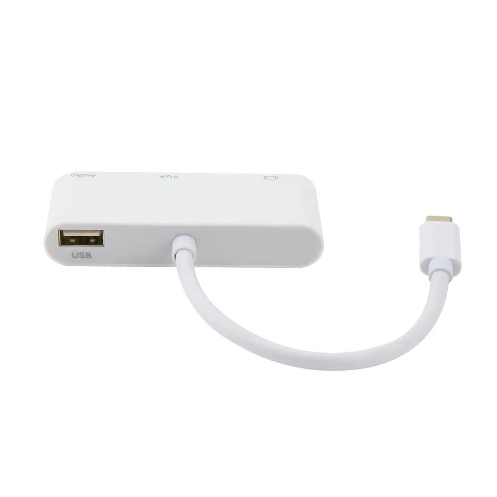 Высококачественный USB 3,1 тип-c к HDMI VGA Аудио HD адаптер высокой четкости конвертер с тип-c к VGA кабель Белый