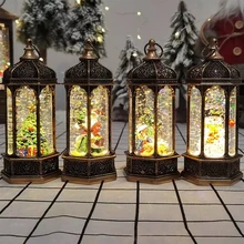 Linternas Retro de estilo europeo para Navidad, adornos Led, regalos de Navidad, luces nocturnas portátiles, Papá Noel, muñeco de nieve