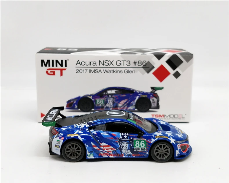 Мини GT 1: 64 Honda Acura NSX GT3 MSA Watkins Glen игрушечный автомобиль игрушки для детей литая под давлением модель автомобиля подарок на день рождения