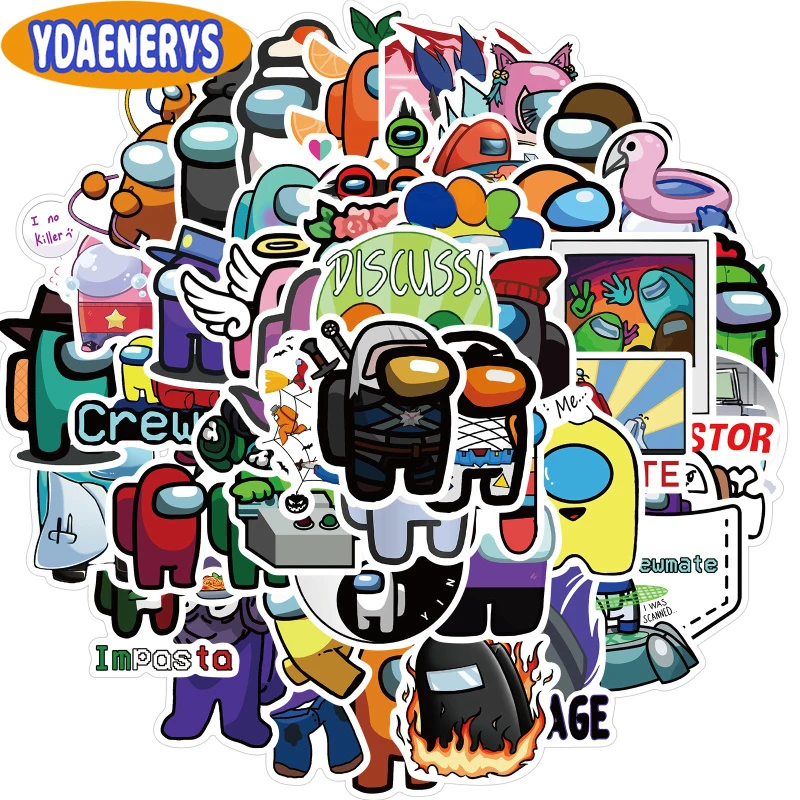 

50PCS Hot Game Among Us Stikers For Laptop Fridge Guitar Motorcycle Car Notebook Phone Decal Cartoon Sticker Kids Toys