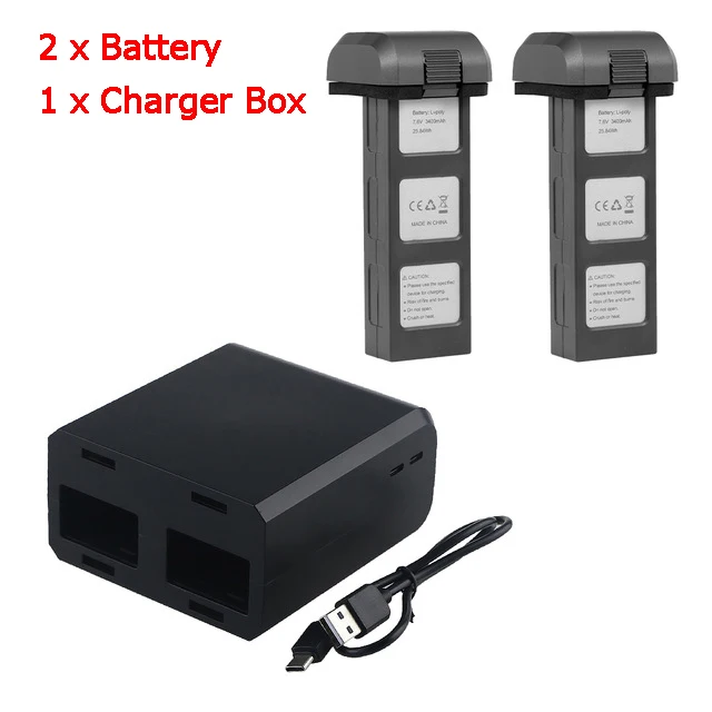 Оригинальные Mjx Bugs 4W B4W части 7,6 v 3400 Mah Li-po батарея для Mjx B4W X11 аксессуары бесщеточный Gps запасная деталь для радиоуправляемого дрона батарея - Цвет: 2BAT 1Charger box