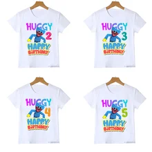 T Shirt manches courtes pour enfants, unisexe, Huggy Wuggy, coquelot, 2 10, cadeau d'anniversaire imprimé pour filles et garçons, nouveau