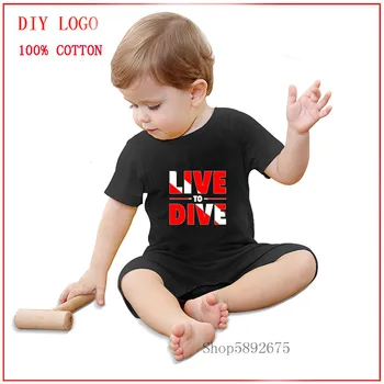 

2020 New Newborn Romper natural Cotton Baby Clothes Life to Dive Born to dive Sea Diver Flag Gift Short Sleeved Baby Boy Romper