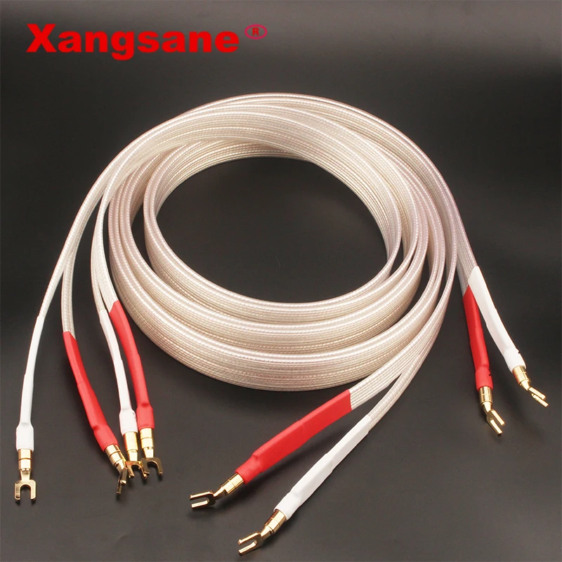 

Xangsane fever grade OCC silver-plated speaker cable hifi micro-space audio cable Banana plug-Y plug Banana plug-Banana Y-Y