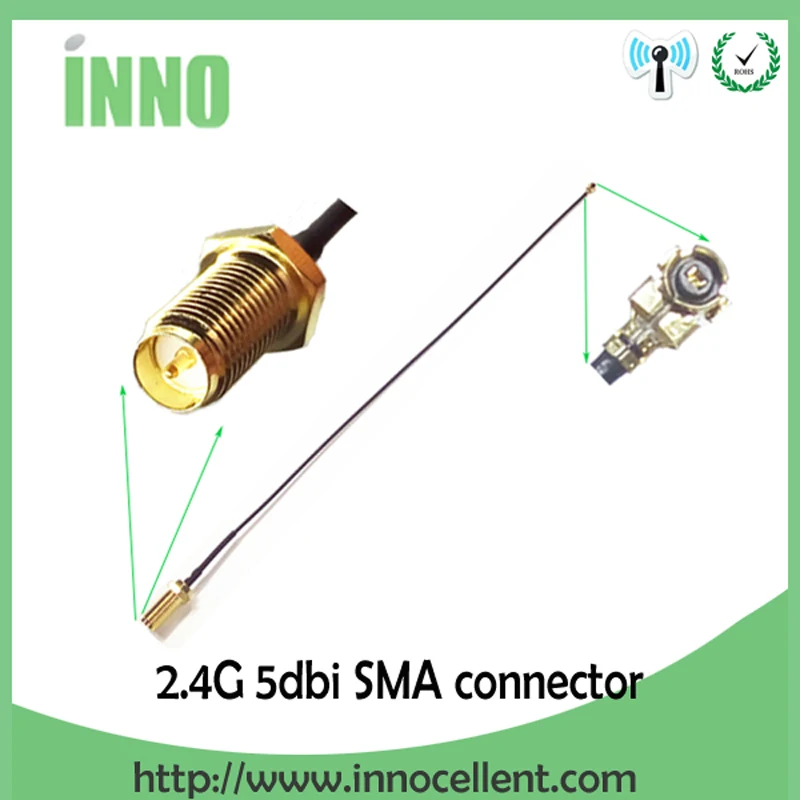 Антенна 2,4 GHz wifi 5dBi WiFi антенна 2,4G RP-SMA Male 2,4 ghz antena wi fi маршрутизатор+ PCI U. FL IPX к RP SMA Male Pigtail кабель