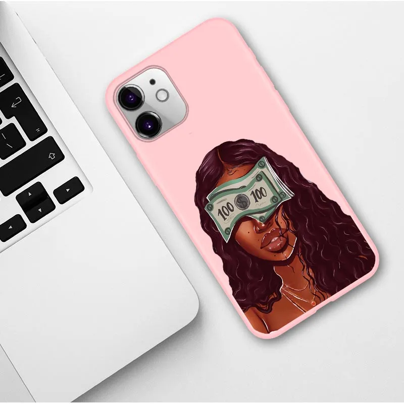 PINK TPU Сделай деньги наличные черная голова девушка Fundas мягкий чехол для телефона для iPhone 11 Pro Max X XR XS 8 7 6s Plus матовый карамельный розовый Силиконовый чехол s - Цвет: PINK TPU