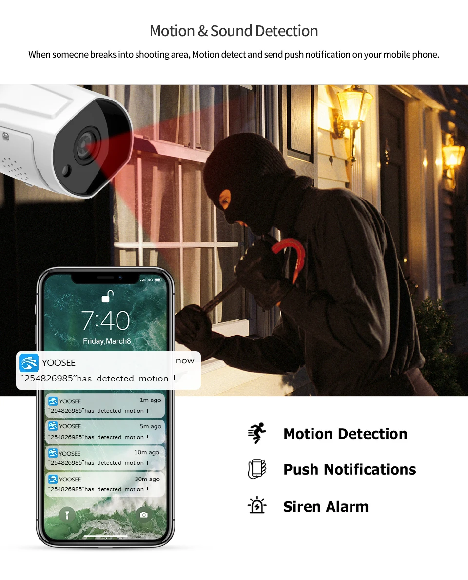 WiFi наружная камера безопасности, 1080P красочная камера видеонаблюдения ночного видения, двухсторонняя аудио, обнаружение движения, IP68 водонепроницаемый+ 32G SD