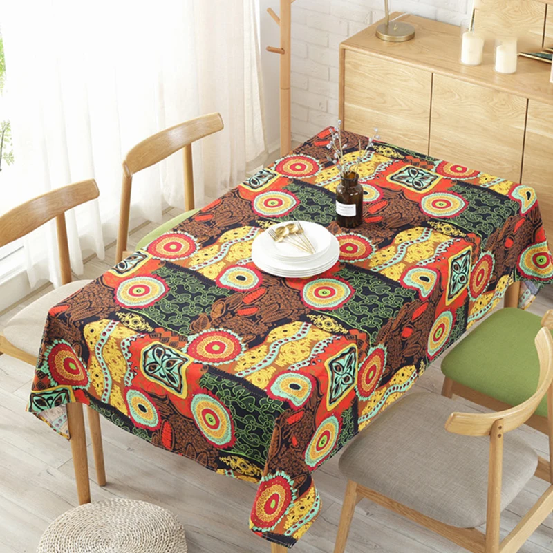 Cotton Linen Table Cloth National Tablecloth Home Dining Table Cover Decorative Table Cloth Rectangular Tablecloth Picnic Cloth