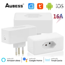 6PCS Aubess 16A WiFi Smart Plug Brazil Power Socket Tuya/smart Life APP For Alexa Google Control No Power Monitor Timing