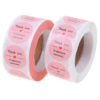 

500pcs Per Roll Pink label paper Thank You Sticker Seal Labels Christmas Gift Decoration Sticker for Package Stationery Sticker