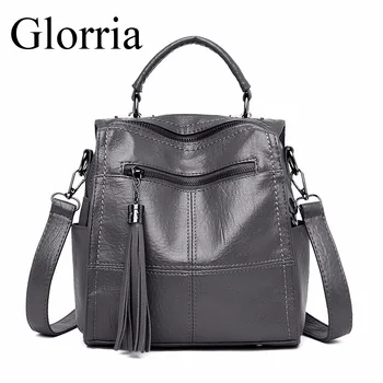 

Glorria Multifunction Bags Women Handbags Tassel Soft Leather Ladies Messenger Bag Female Retro Crossbody Bags for Women 2020