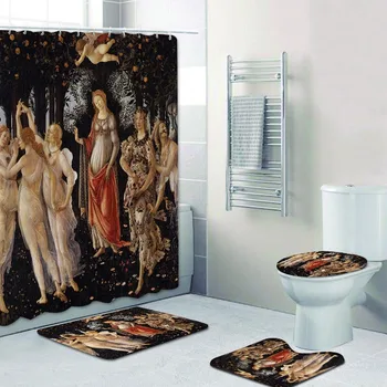 

Stylish La Primavera Shower Curtains Bathroom Curtain Set Allegory of Spring Sandro Botticelli Painting Bath Curtain Mats Decor