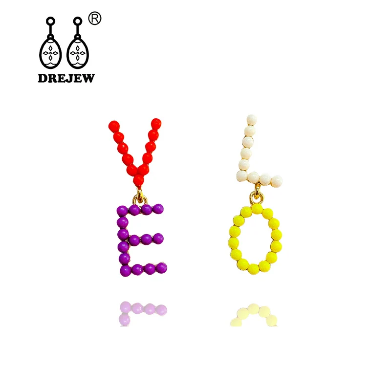 

DREJEW Long Short Colorful Letter Love Statement Dangle Earrings 2019 Drop Earrings for Women Wedding Fashion Jewelry HE5251