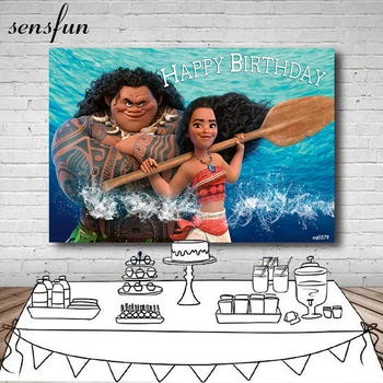 

Sensfun Brave Moana Waialiki Maui Photographic Backgrounds Ocean Girls Birthday Party Backdrop Photocall Supplier