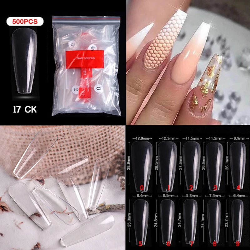 500pcs False Nail Tips With 10 Sizes Nail Art French Acrylic False Nails Natural Transparent Uv Gel Nail Polish Manicure Rhinestones Decorations Aliexpress