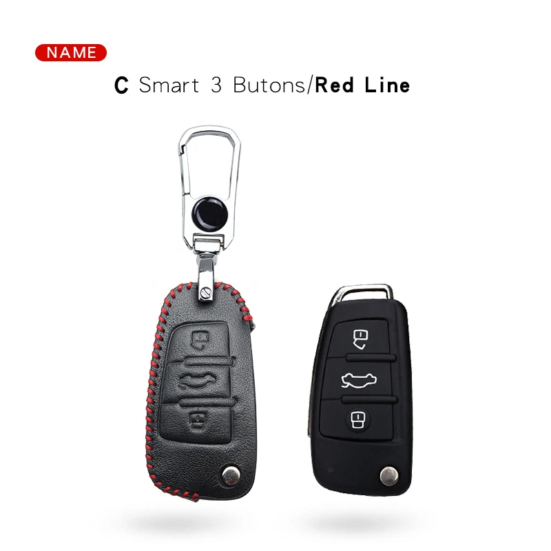 XK002-redline Кожаный чехол для автомобильных ключей, крышка чехол для Audi C6 A7 A8 R8 A1 A3 A4 A5 Q7 A6 C5 A4L B5 B6 B7 B8 B9 A6L Q3 Q5 Q7 S5 S7 RS3 TT Q5L S4 8 Вт TTS - Название цвета: XK002-redline