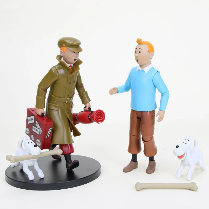 Аниме мультфильм Приключения Тинтина рисунок Тинтин и собака Милу ПВХ Коллекционная модель игрушки для детей 18 см подарки
