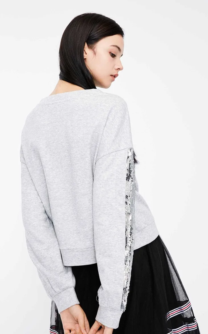 Vero Moda новые блестки печатные буквы круглый воротник свободные толстовки Толстовка | 318433513