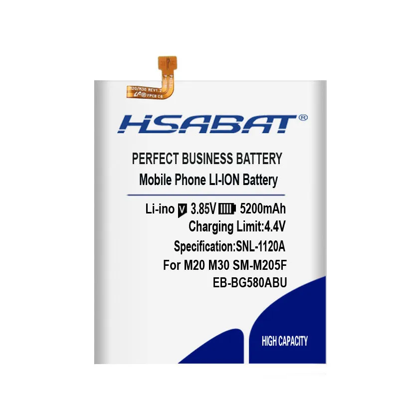 HSABAT 5200 мА/ч, EB-BG580ABU Батарея для samsung Galaxy M20 M30 SM-M205F y M20 SM-M205F M205FN M205G