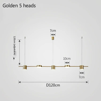Golden 5 heads Скандинавские светодиодные ресторанные современная люстра в минималистическом стиле, Линейный Квадратный Настольный бар, креативные подвесные лампы для ресторана - Цвет абажура: Golden 5 heads